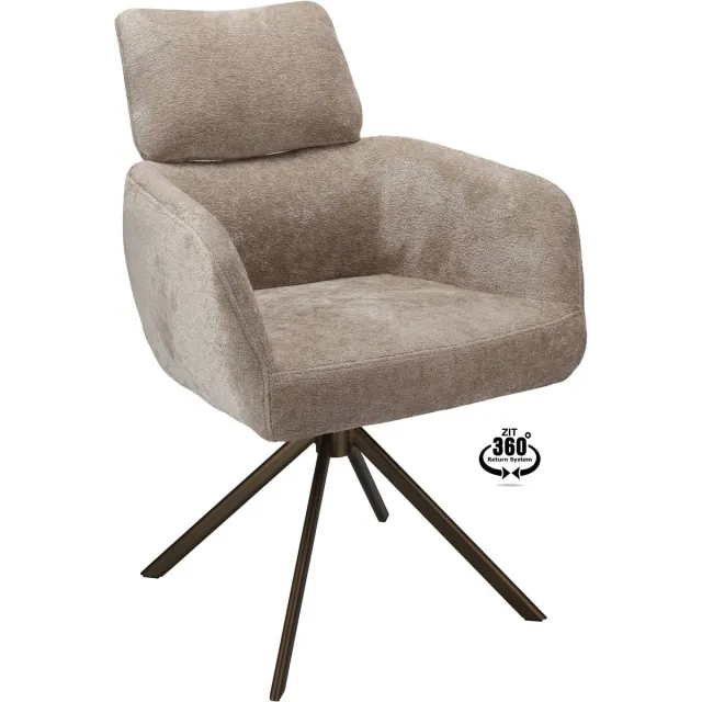 Icon Living Armstoel Lina Stof Stella Liver Leg Bronze 360° Return-system Bruin