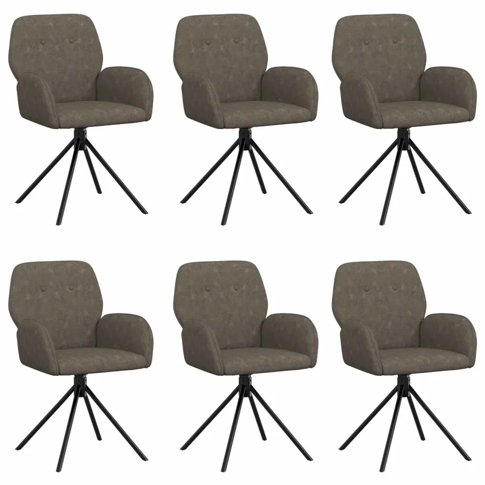 vidaXL Draai Eetstoelen 6 st Nep Suede Leer Donkergrijs, foto 3