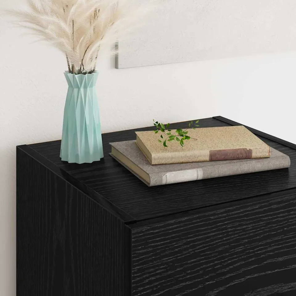 vidaXL Dressoir Zwart Eiken 34,5 x 34 x 90 cm Bewerkt hout, foto 4