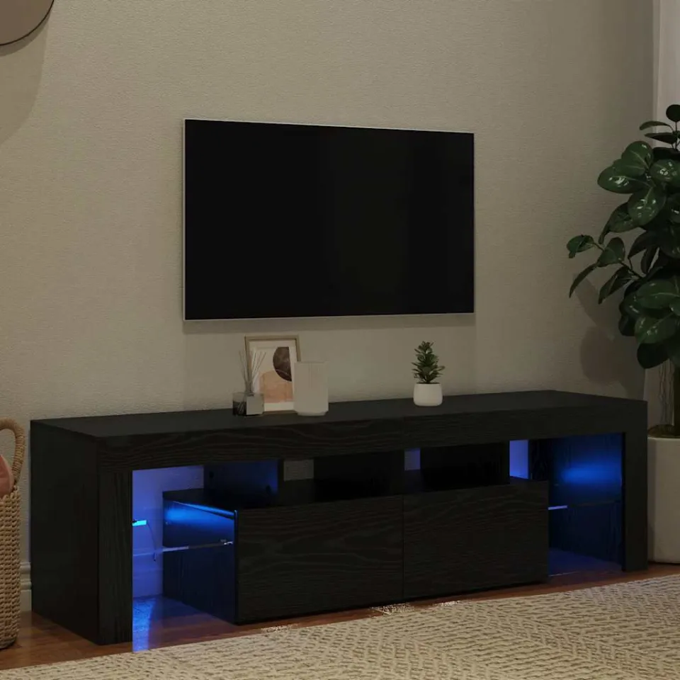 vidaXL Tv-meubel met LED 140x36,5x40 cm bewerkt hout zwart eiken, foto 3