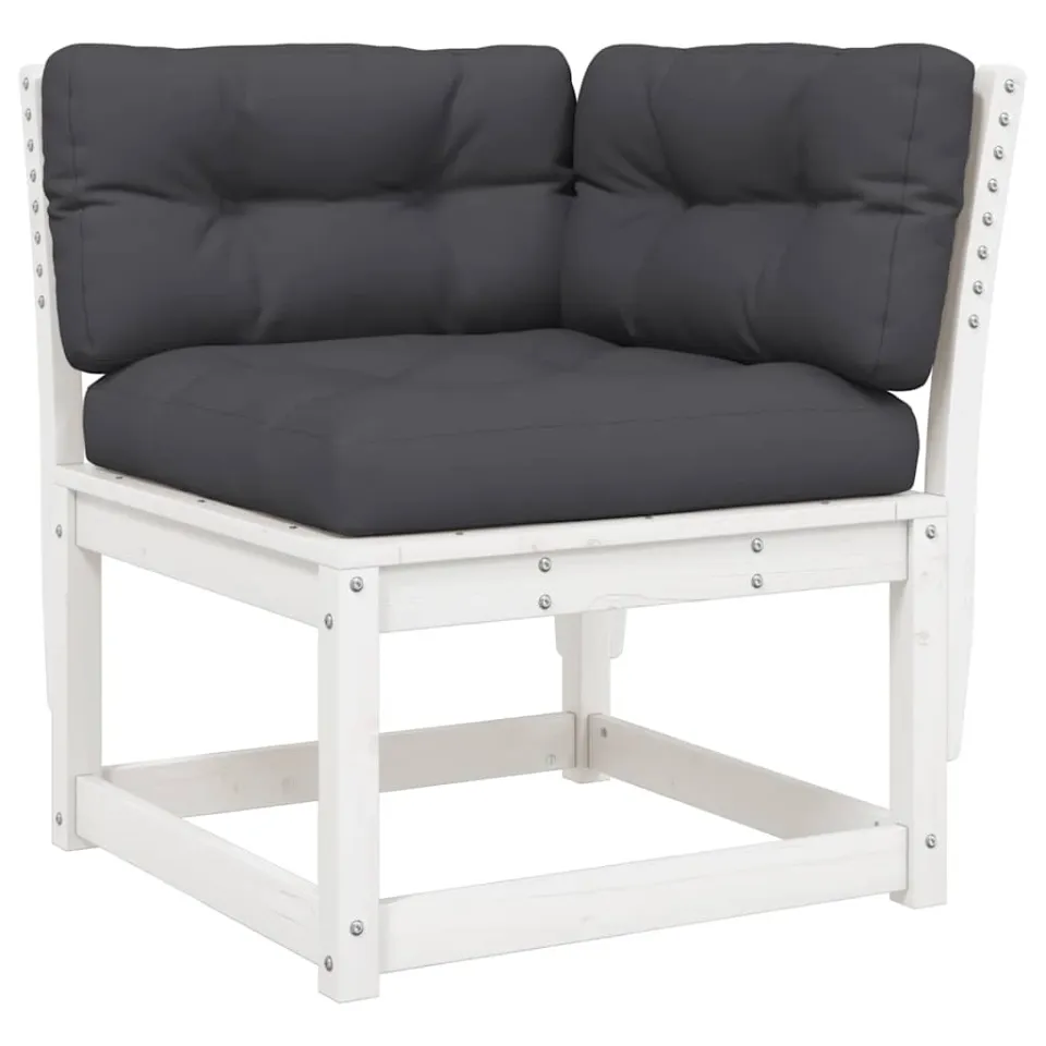 vidaXL 6-delige Loungeset met kussens massief grenenhout wit, foto 3