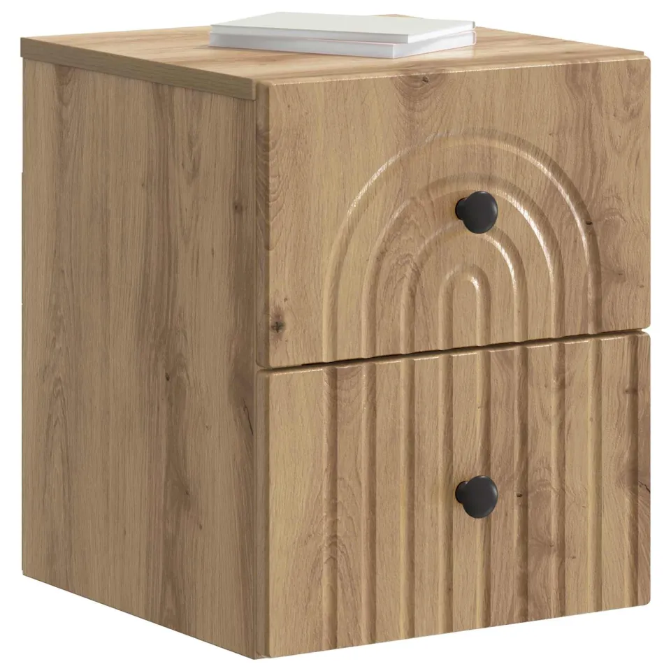 vidaXL Wandbeugel Bedkast 2 st Artisanaal eiken 33 x 34,5 x 40 cm Bruin