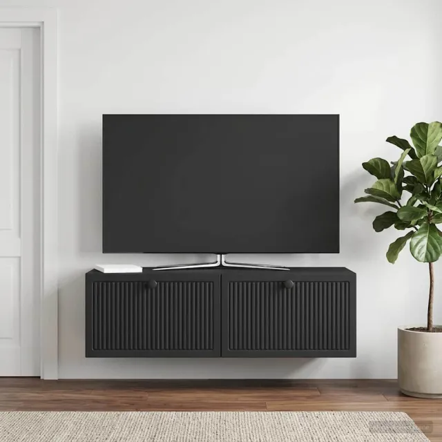 vidaXL Wandbeugel TV-kast Zwart 98 x 31 x 30 cm Bewerkt hout