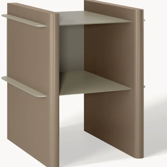 Westwing Collection Nachtkastje Rami met metalen elementen Beige, Taupe