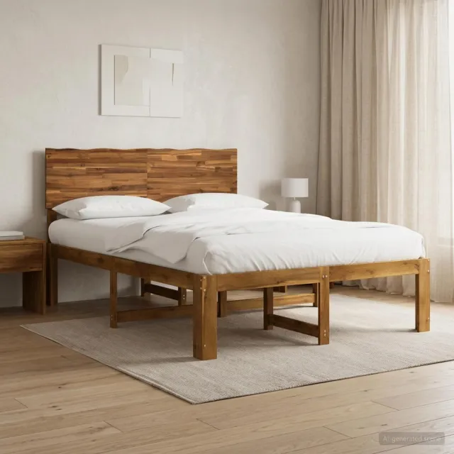vidaXL Tweepersoonsbed met hoofdeinde ROSTOCK Naturel 120 x 200 cm Bruin