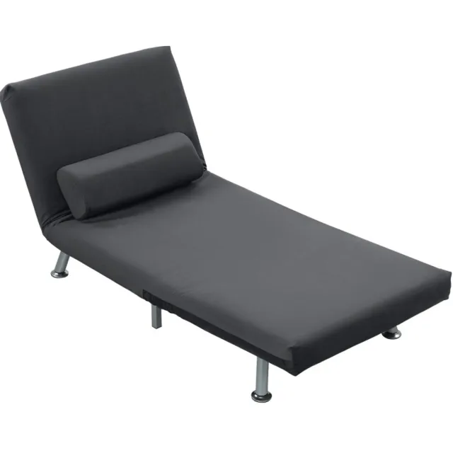 DESMIU Klapfauteuil Met Bedfunctie - Verstelbare Rugleuning Voor Logeerkamer - Polyester - 75 x 70 x 75 Cm - Donkergrijs