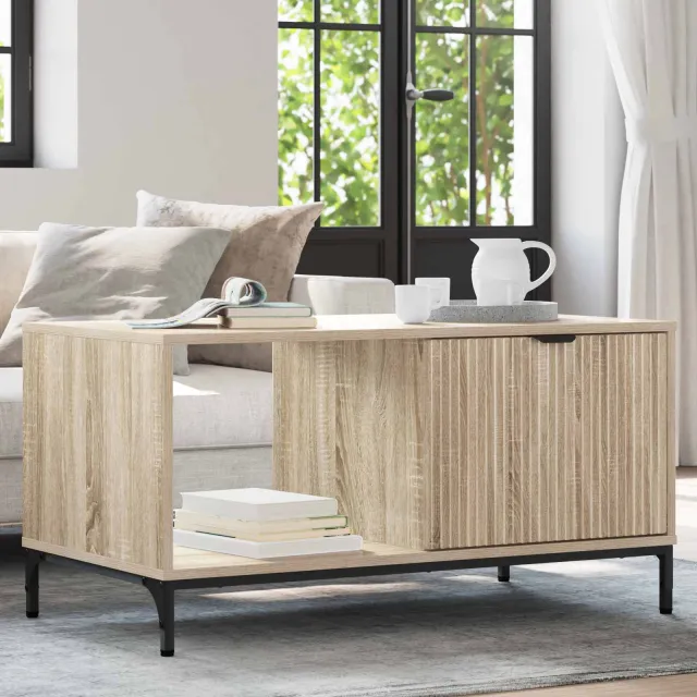 vidaXL Salontafel Sonoma Eiken 90 x 49 x 46 cm Bewerkt hout Bruin