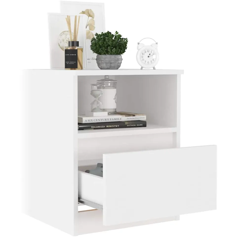 vidaXL Nachtkastjes 2 st 40x40x50 cm bewerkt hout wit