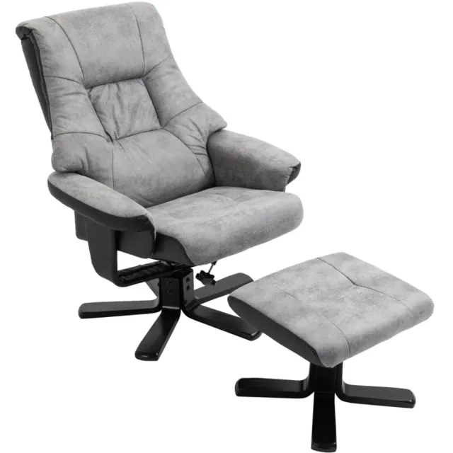 ZYLARO Relaxfauteuil met Voetenbank - Fauteuil - Moderne Relaxstoel - Kantelbaar tot 135° - Verstelbare Rugleuning - 360° Draaibaar - tot 120 kg - Relaxstoel - Ligstoel - TV Stoel - Loungestoel - Leesstoel - Grijs