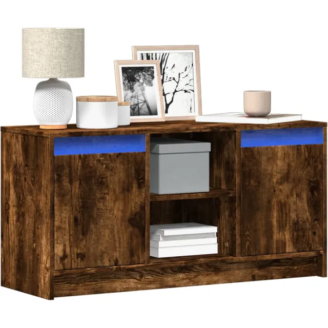 vidaXL Tv-meubel met LED 100x34x50 cm bewerkt hout gerookt eikenkleur, foto 2