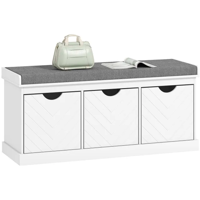 Homcom schoenenbankje van hout, 105 x 35 x 47 cm, wit