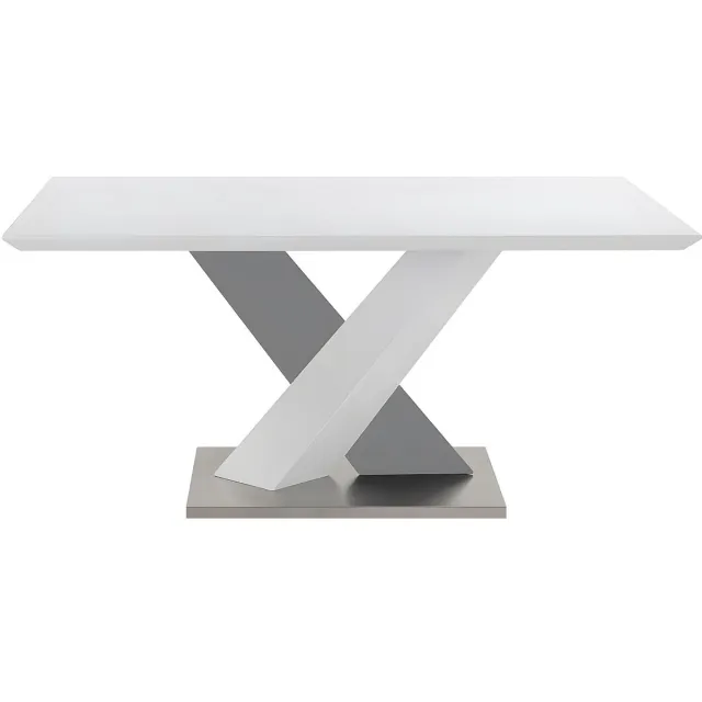 Vente-unique Eettafel SALVA - 6 zitplaatsen - Gelakt MDF - Wit en zwart