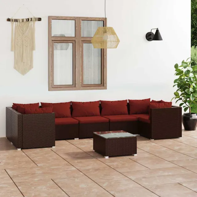 vidaXL 8-delige Loungeset met kussens poly rattan bruin, foto 2