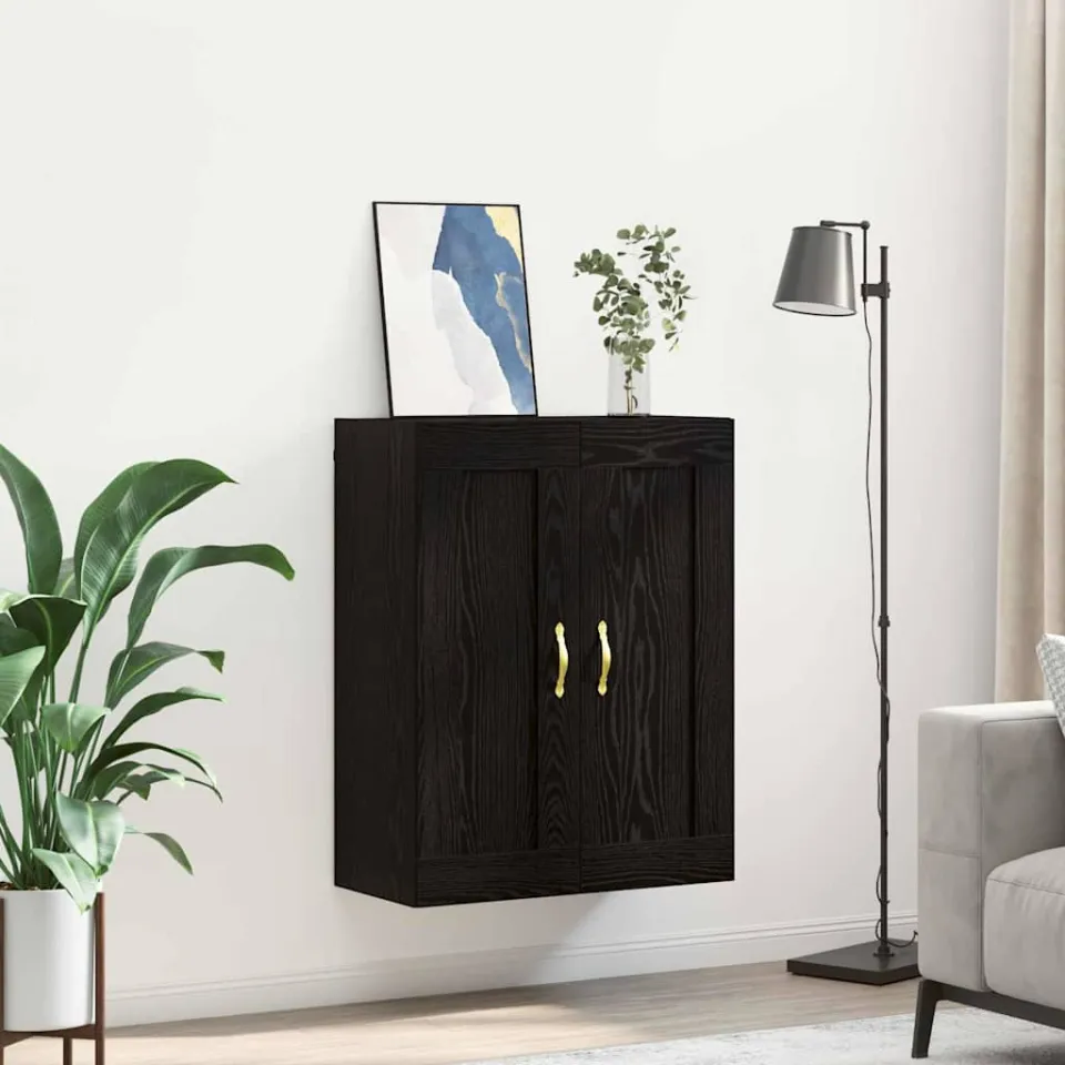 vidaXL Wandkast Zwart Eiken 69,5 x 34 x 90 cm Bewerkt hout, foto 4