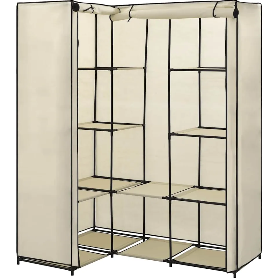 vidaXL Hoekkledingkast 130x87x169 cm crème