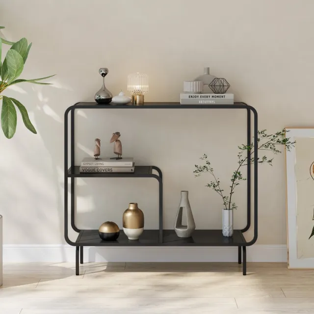 en.casa Consoletafel Færder 92x33x82 cm zwart mat [en.casa]