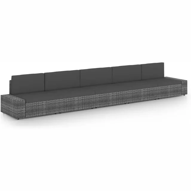 vidaXL 5-delige Loungeset met kussens poly rattan grijs