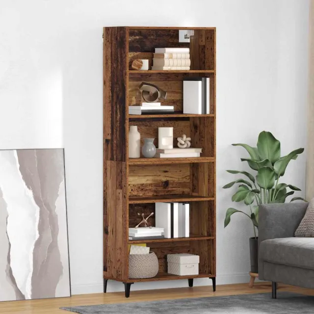 vidaXL Hoge kast Oud Hout 69,5 x 34 x 180 cm Bewerkt hout bruin, foto 2