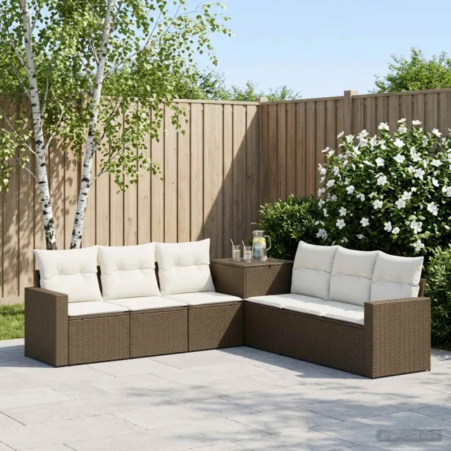 vidaXL Bankstel 7 st Bruin en Crème Wit 55 x 55 x 69 cm