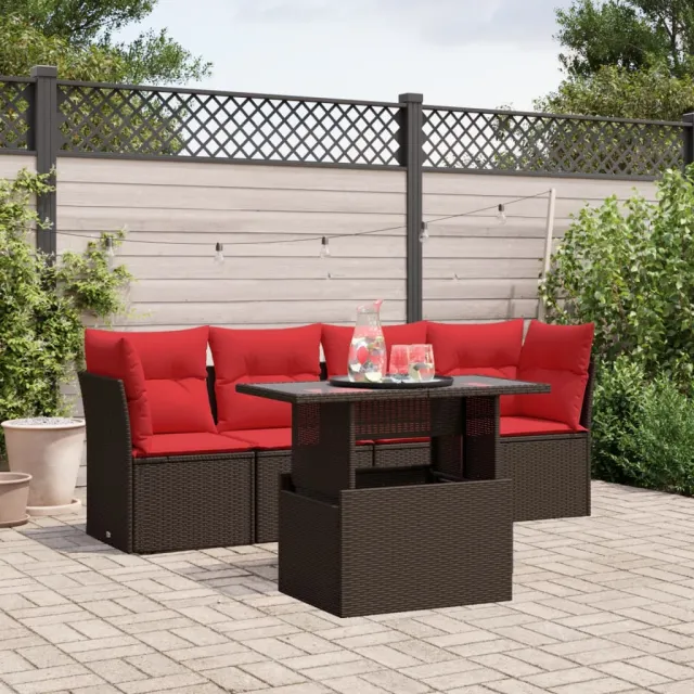 vidaXL 5-delige tuinbankset met kussens, bruin polyrotan, foto 2