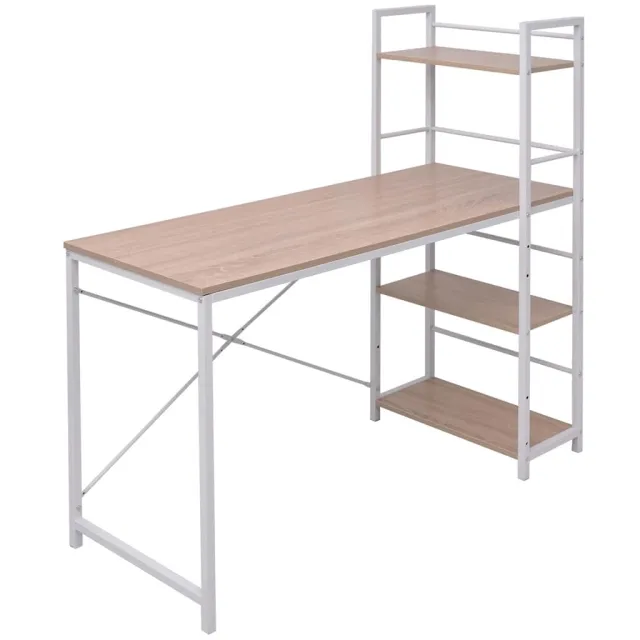 vidaXL Bureau met boekenkast 4-laags eikenkleurig Bruin
