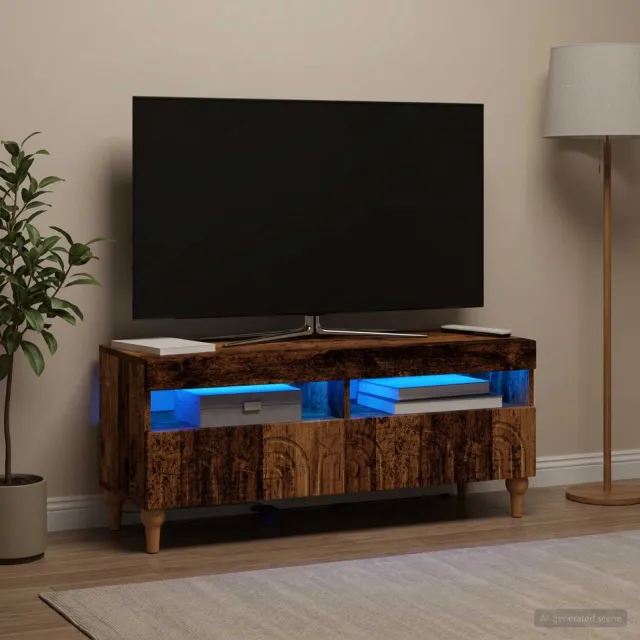 vidaXL LED tv-meubel ALKMAAR 100 x 35 x 43 cm Oud hout Bewerkt hout Bruin