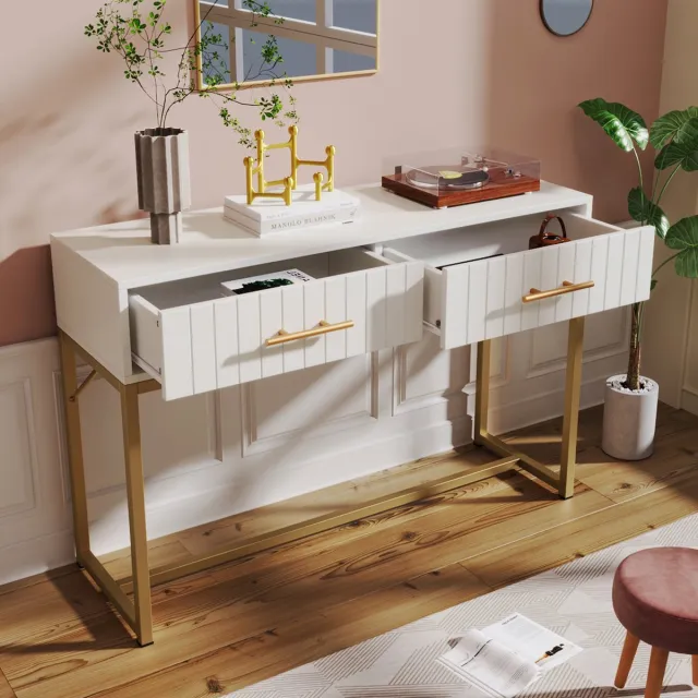 Sweiko Dressing tafel, 2 lades, H75/B100/T45 cm, met lades, geplaatst in de slaapkamer, eenvoudig en stijlvol Wit