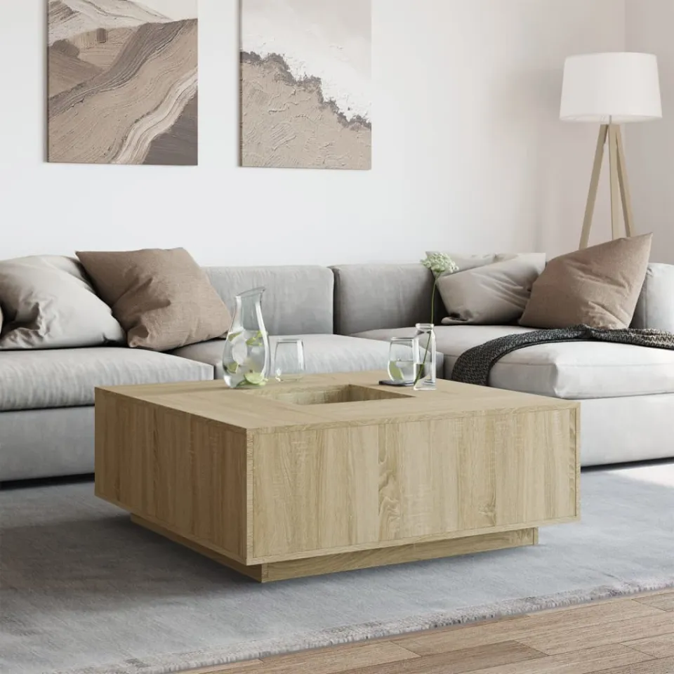 vidaXL Salontafel 100x100x40 cm bewerkt hout sonoma eikenkleurig, foto 2