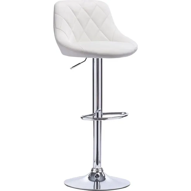 Bolt Edge Designer Barkruk - Met Rugleuning - Ergonomische Barstoel - Zithoogte 60-82 cm - Wit - Set van 1