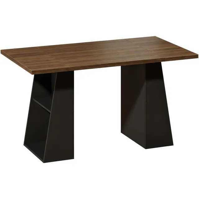 Homona Industrie-stijl bureau met 4 open planken - In hoogte verstelbare legplanken - 140 x 78 x 75 cm - Bruin/Zwart