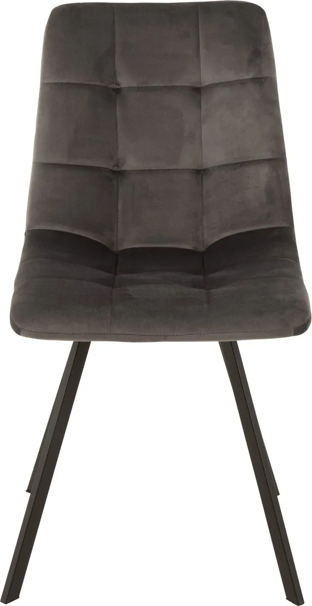 J-Line stoel Morgan - textiel/metaal - grijs - 2 stuks