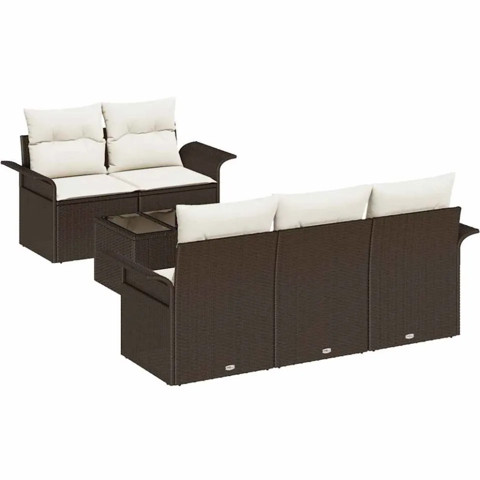 vidaXL Bankstel 6 st Bruin poly rattan, foto 4