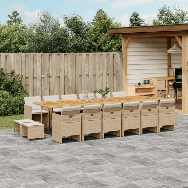 vidaXL 17-delige Tuinset met kussens poly rattan beige, foto 2