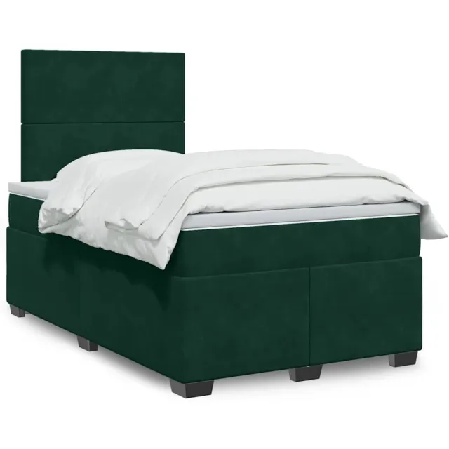 vidaXL Boxspring met matras fluweel donkergroen 120x200 cm groen