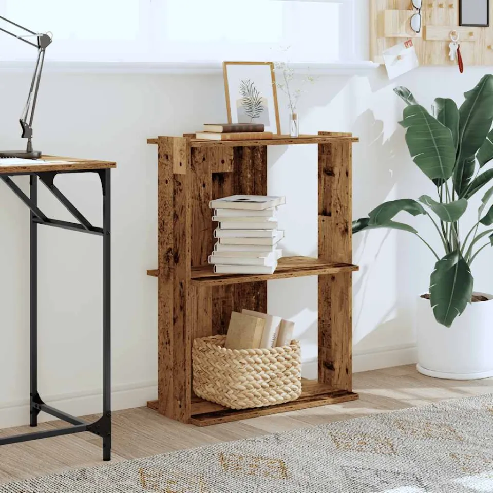 vidaXL Boekenkast 3-laags 60x30x80 cm bewerkt hout oud houtkleur bruin, foto 2