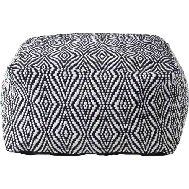 Homescapes Trance poef 60x30 cm – grote poef met zwart-wit patroon