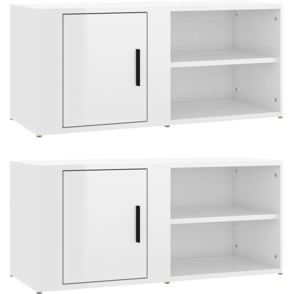 vidaXL Tv-meubels 2 st 80x31,5x36 cm bewerkt hout hoogglans wit