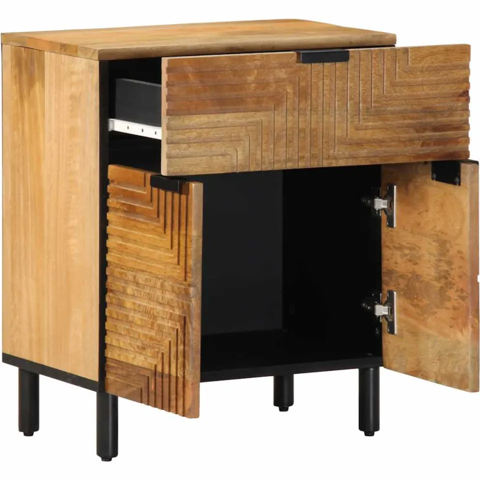 vidaXL Nachtkastje 50x33x60 cm massief mangohout bruin, foto 2