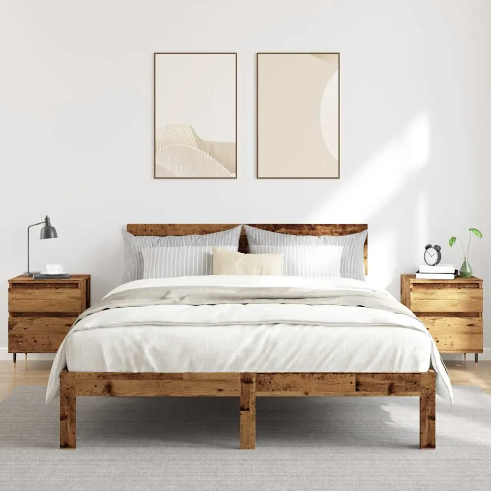 vidaXL Nachtkastjes 2 st 40x35x50 cm bewerkt hout oud houtkleurig bruin, foto 2