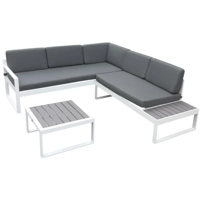 Tulip Outdoor Furniture Loungebank tuin hoek loungeset Lisse - 192x219 cm wit