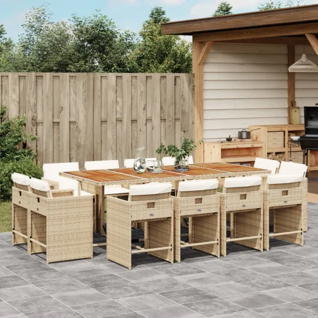 vidaXL 13-delige Tuinset met kussens poly rattan beige, foto 2
