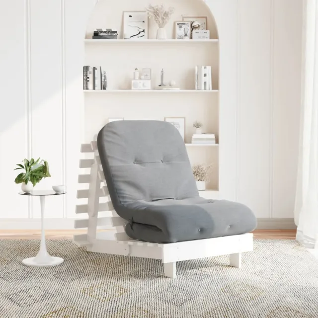 vidaXL Futon slaapbank met matras 70x206x11 cm massief grenenhout wit, foto 2