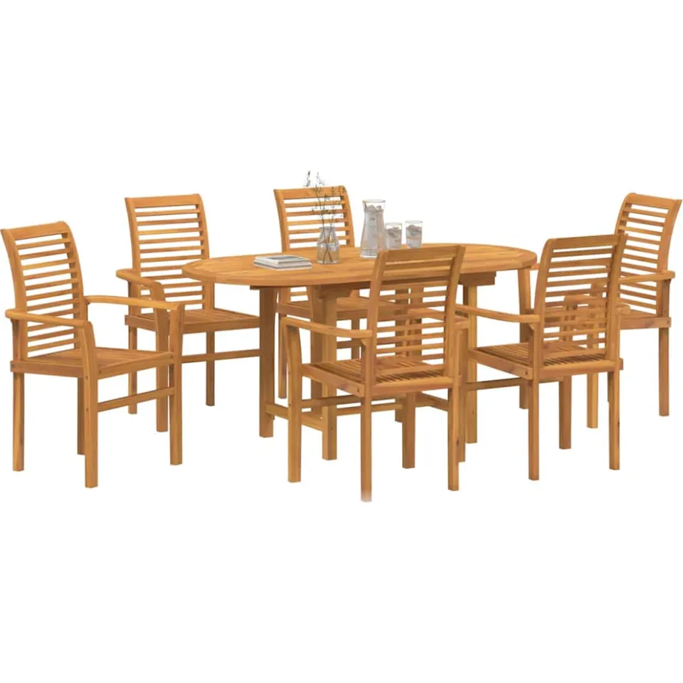vidaXL Tuin eettafelset 7 st Bruin Massief Teakhout