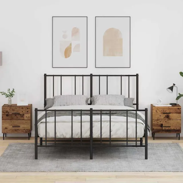 vidaXL Nachtkastje 2 st Oudhout 40 x 35 x 47,5 cm Bewerkt hout bruin, foto 2