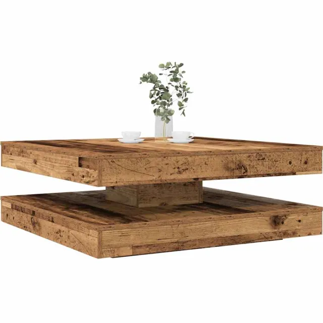 vidaXL Salontafel 360 graden draaibaar 90x90x34,5 cm oud houtkleurig Bruin