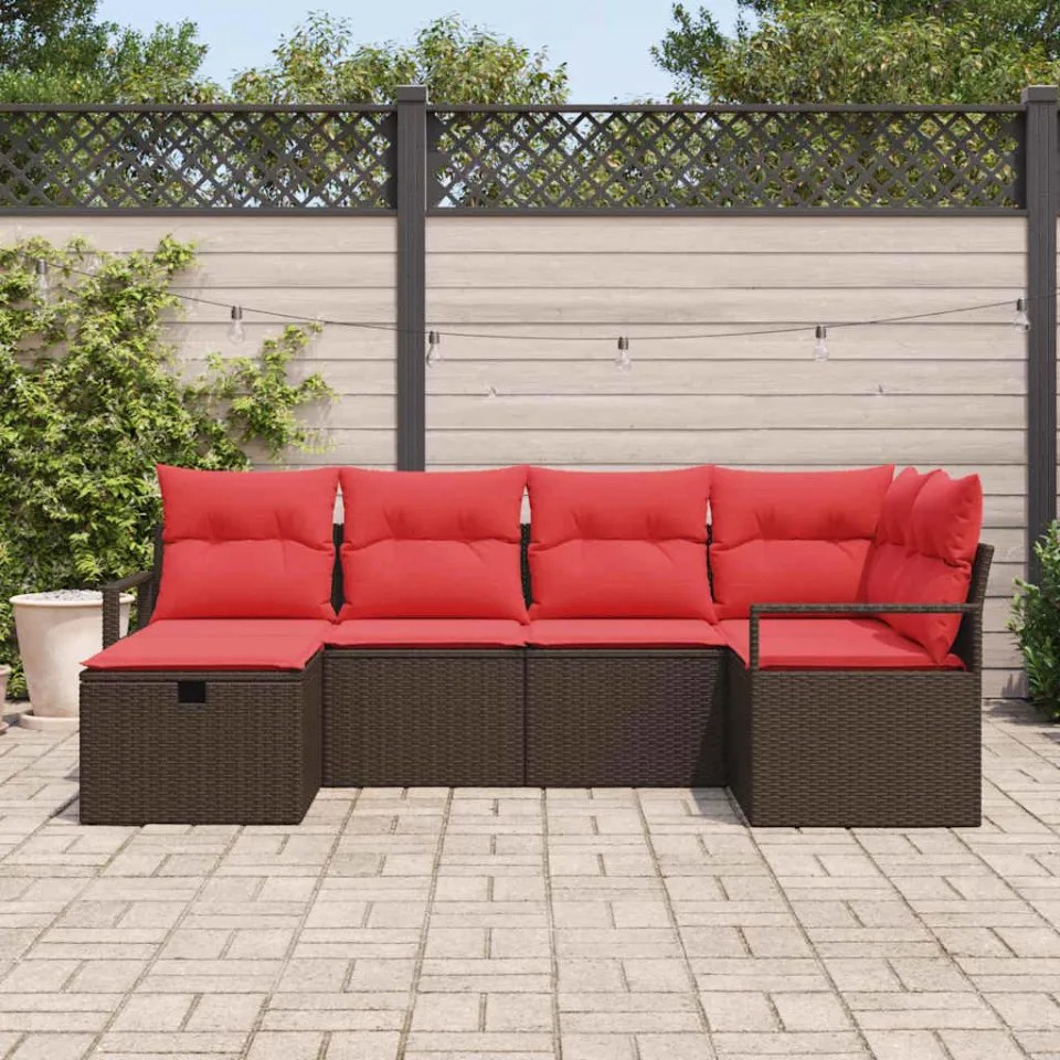 vidaXL Tuin Sofa Set 6 st Bruin poly rattan, foto 3