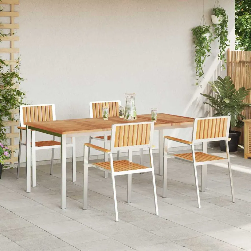 vidaXL Buiten eettafelset 5 st 180 x 90 x 75 cm bruin, foto 3