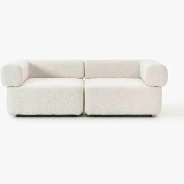 Westwing Collection Modulaire bouclé bank Anton (3-zits) Wit