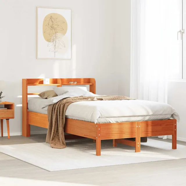 vidaXL Bedframe zonder matras massief grenenhout wasbruin 100x200 cm bruin
