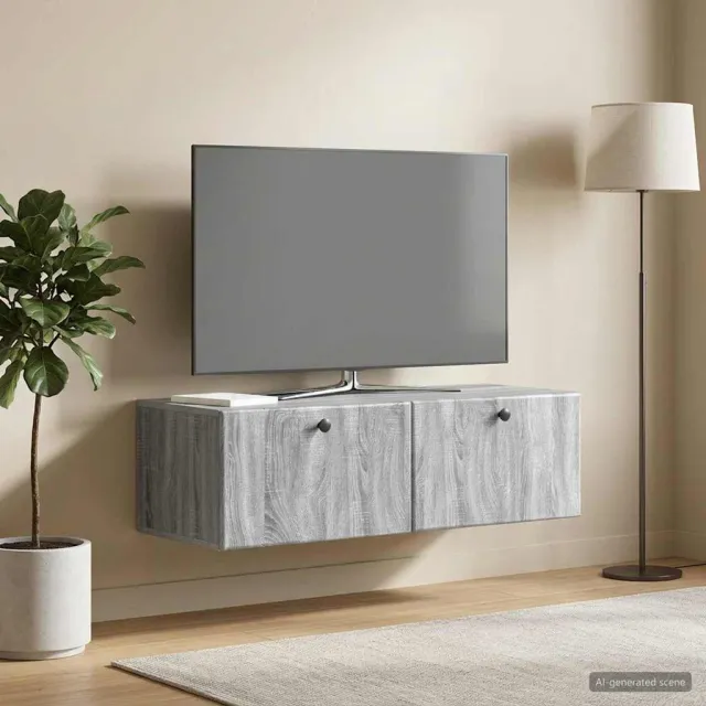 vidaXL Wandbeugel TV-kast 98 x 41 x 30 cm Grijs Sonoma Bewerkt hout